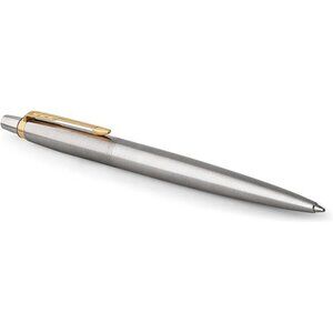 Ballpoint Pen, Stainless Steel with Golden Trim, Medium Point Blue Ink, Gift Box